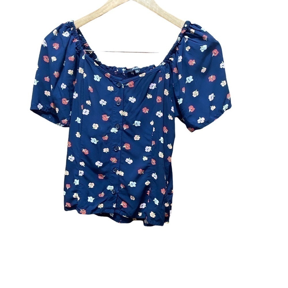 - Madewell Blue Top With Floral Print